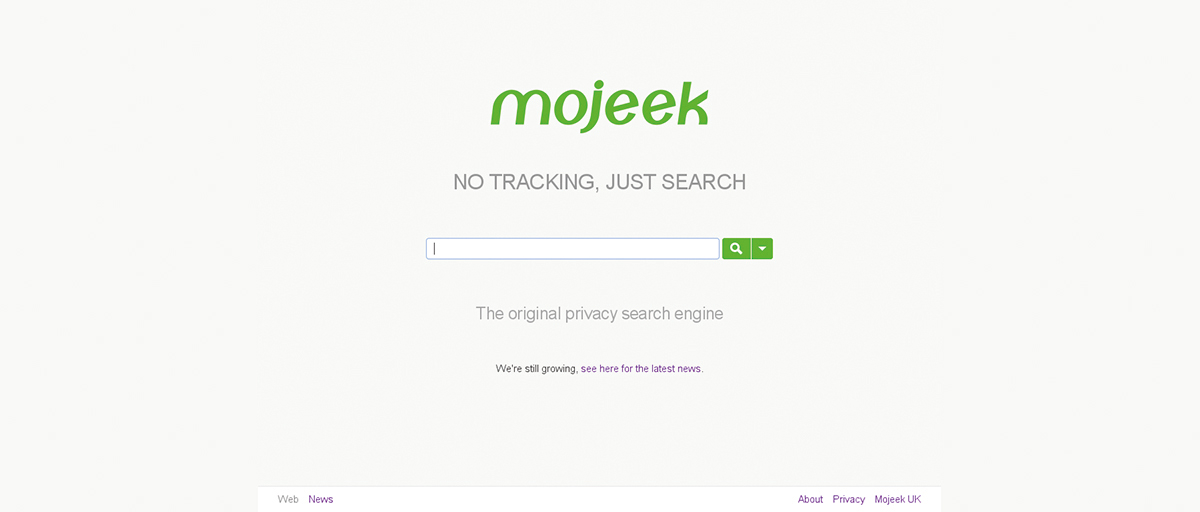 Mojeek's new-look website