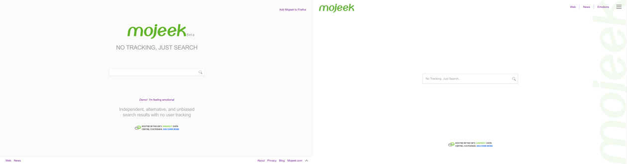 an image illustrating the changes to Mojeek's Homepage