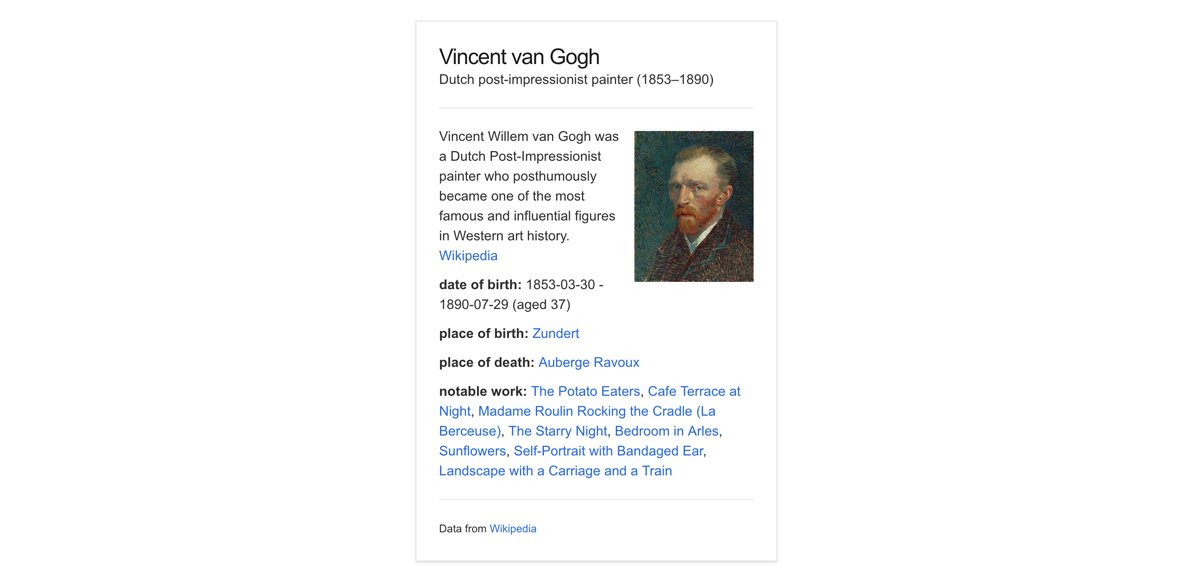 Image of the new Infobox with Van Gogh's details in it