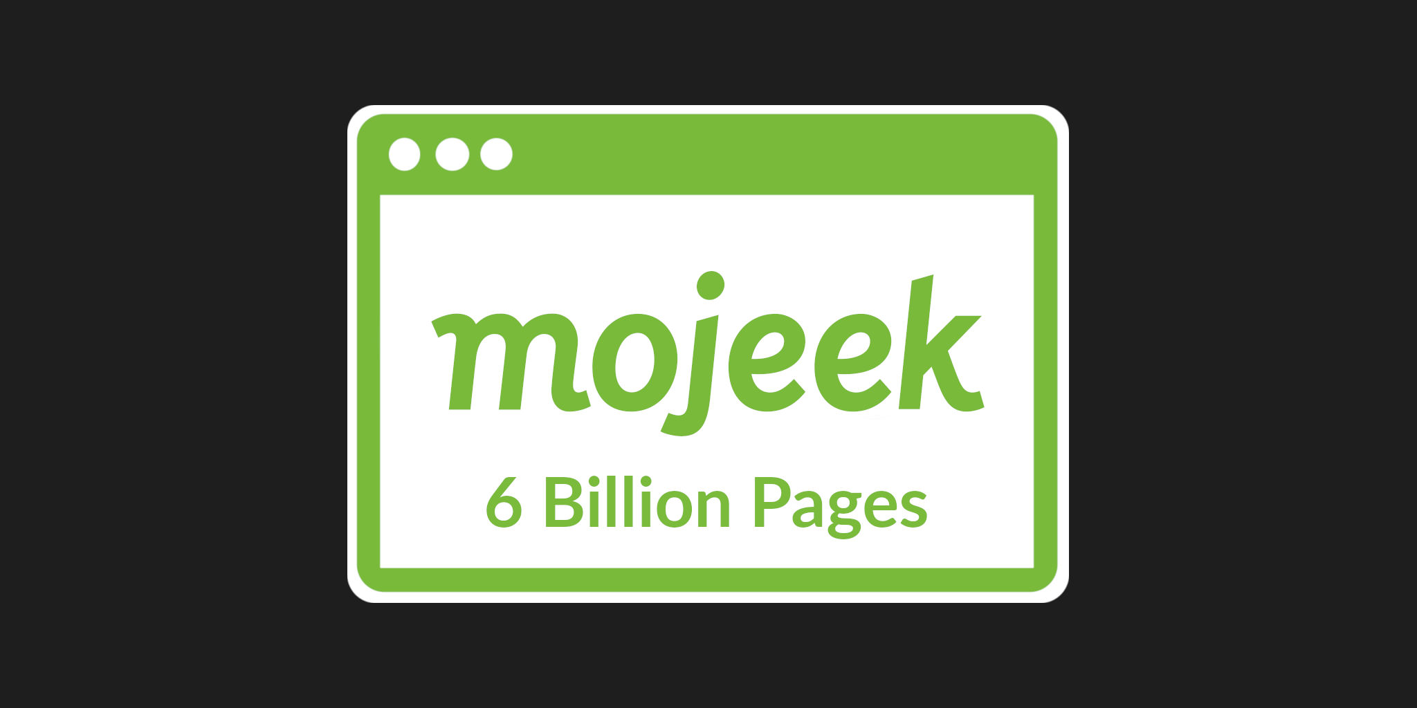 The Mojeek logo in a drawn browser window, the words 