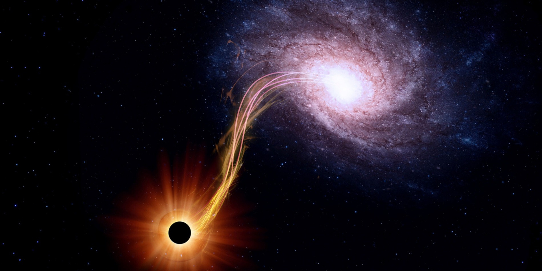 a galaxy being sucked into a black hole