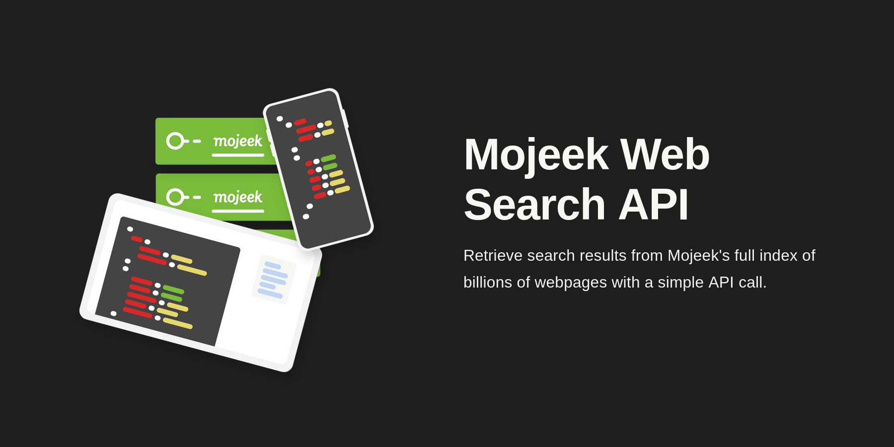 a shot of the top of the Mojeek Web Search API landing page