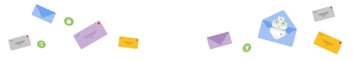 A selection of different coloured letters, MojeekBot sits in one of them